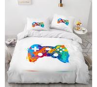 HABEAT 3D Print Gamer King Duvet Cover 220x230cm 3 Pieces Gamepad Bedding Set Zipper Closure Soft and Warm Comfort Microfiber Quilt Cover with 2 Pillowcase 50×75cm（style 64-5）