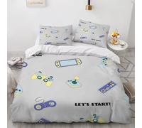 HABEAT 3D Print Gamer Single Duvet Cover 135x200cm 2 Pieces Gamepad Bedding Set Zipper Closure Soft and Warm Comfort Microfiber Quilt Cover with 1 Pillowcase 50×75cm（style 70-4）