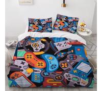 HABEAT 3D Print Gamer Super King Duvet Cover 220x260cm 3 Pieces Gamepad Bedding Set Zipper Closure Soft and Warm Comfort Microfiber Quilt Cover with 2 Pillowcase 50×75cm（style 70-5）