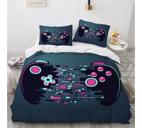 HABEAT 3D Print Gamer Super King Duvet Cover 220x260cm 3 Pieces Gamepad Bedding Set Zipper Closure Soft and Warm Comfort Microfiber Quilt Cover with 2 Pillowcase 50×75cm（style 64-4）