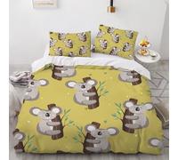 HABEAT 3D Print Koala Double Duvet Cover 200x200cm 3 Pieces Cute Koala Bedding Set Zipper Closure Soft and Warm Comfort Microfiber Quilt Cover with 2 Pillowcase 50×75cm（style 31-9）