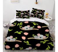 HABEAT 3D Print Koala Double Duvet Cover 200x200cm 3 Pieces Cute Koala Bedding Set Zipper Closure Soft and Warm Comfort Microfiber Quilt Cover with 2 Pillowcase 50×75cm（style 39-7）