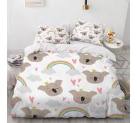 HABEAT 3D Print Koala King Duvet Cover 220x230cm 3 Pieces Cute Koala Bedding Set Zipper Closure Soft and Warm Comfort Microfiber Quilt Cover with 2 Pillowcase 50×75cm（style 35-8）