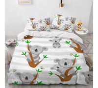 HABEAT 3D Print Koala Single Duvet Cover 135x200cm 2 Pieces Cute Koala Bedding Set Zipper Closure Soft and Warm Comfort Microfiber Quilt Cover with 1 Pillowcase 50×75cm（style 31-10）