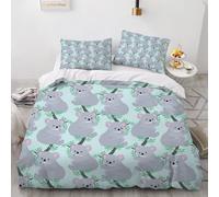 HABEAT 3D Print Koala Super King Duvet Cover 220x260cm 3 Pieces Cute Koala Bedding Set Zipper Closure Soft and Warm Comfort Microfiber Quilt Cover with 2 Pillowcase 50×75cm（style 35-9）