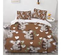 HABEAT 3D Print Koala Super King Duvet Cover 220x260cm 3 Pieces Cute Koala Bedding Set Zipper Closure Soft and Warm Comfort Microfiber Quilt Cover with 2 Pillowcase 50×75cm（style 33-9）