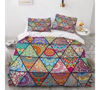 HABEAT 3D Print Mandala Super King Duvet Cover 220x260cm 3 Pieces Retro Geometric Bedding Set Zipper Closure Soft and Warm Comfort Microfiber Quilt Cover with 2 Pillowcase 50×75cm（style 35-6）
