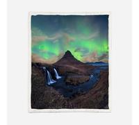 HABEAT 3D Printed Aurora Sherpa Blanket Teenager 130x150cm Microfiber Soft Warm Fluffy Push Mountains Waterfalls Throw Blanket for Bed Sofa Bedroom and Camping（style 29-7）