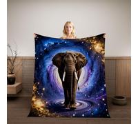 HABEAT 3D Printed Elephant Blanket 100x130cm Microfiber Soft Warm Fluffy Lightweight Starry Sky Flannel Throw Blanket for Bed Sofa Bedroom and Camping（WMY 5-2）