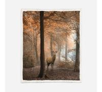 HABEAT 3D Printed Elk Sherpa Blanket Kids 100x130cm Microfiber Soft Warm Fluffy Push Forest Throw Blanket for Bed Sofa Bedroom and Camping（style 16-3）