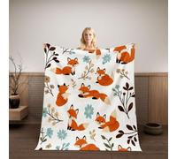 HABEAT 3D Printed Fox Blanket 100x130cm Microfiber Soft Warm Fluffy Lightweight Cute Fox Flannel Throw Blanket for Bed Sofa Bedroom and Camping（WMY 2-1）