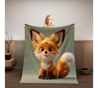 HABEAT 3D Printed Fox Blanket 100x130cm Microfiber Soft Warm Fluffy Lightweight Cute Fox Flannel Throw Blanket for Bed Sofa Bedroom and Camping（WMY 6-5）