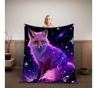 HABEAT 3D Printed Fox Blanket Teenager 130x150cm Microfiber Soft Warm Fluffy Lightweight Starry Sky Flannel Throw Blanket for Bed Sofa Bedroom and Camping（WMY 1-2）