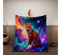 HABEAT 3D Printed Fox Blanket Teenager 130x150cm Microfiber Soft Warm Fluffy Lightweight Starry Sky Flannel Throw Blanket for Bed Sofa Bedroom and Camping（WMY 3-6）