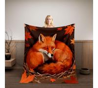 HABEAT 3D Printed Fox Blanket Teenager Adults 180x220cm Microfiber Soft Warm Fluffy Lightweight Animals Fox Flannel Throw Blanket for Bed Sofa Bedroom and Camping（WMY 4-1）