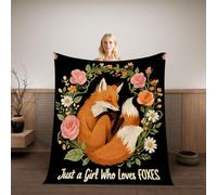 HABEAT 3D Printed Fox Blanket Teenager Adults 180x220cm Microfiber Soft Warm Fluffy Lightweight Flowers Flannel Throw Blanket for Bed Sofa Bedroom and Camping（WMY 1-1）
