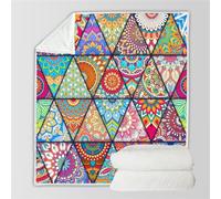 HABEAT 3D Printed Mandala Blanket Teenager Adults 150x200cm Microfiber Soft Warm Fluffy Lightweight Retro Geometric Flannel Throw Blanket for Bed Sofa Bedroom and Camping（style 13-7）