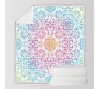 HABEAT 3D Printed Mandala Blanket Teenager Adults 200x200cm Microfiber Soft Warm Fluffy Lightweight Retro Floral Flannel Throw Blanket for Bed Sofa Bedroom and Camping（style 23-4）