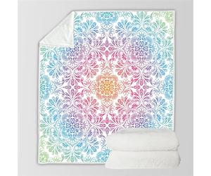 HABEAT 3D Printed Mandala Blanket Teenager Adults 200x200cm Microfiber Soft Warm Fluffy Lightweight Retro Floral Flannel Throw Blanket for Bed Sofa Bedroom and Camping（style 23-4）