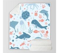 HABEAT 3D Printed Maritime Blanket 100x130cm Microfiber Soft Warm Fluffy Lightweight Dolphins Whales Flannel Throw Blanket for Bed Sofa Bedroom and Camping（style 10-1）