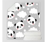 HABEAT 3D Printed Panda Blanket 100x130cm Microfiber Soft Warm Fluffy Lightweight Cartoon Panda Flannel Throw Blanket for Bed Sofa Bedroom and Camping（style 2-9）