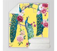 HABEAT 3D Printed Peacock Blanket 100x130cm Microfiber Soft Warm Fluffy Lightweight Flowers Flannel Throw Blanket for Bed Sofa Bedroom and Camping（style 53-10）