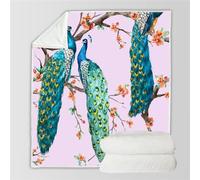 HABEAT 3D Printed Peacock Blanket Teenager 130x150cm Microfiber Soft Warm Fluffy Lightweight Animals Flowers Flannel Throw Blanket for Bed Sofa Bedroom and Camping（style 10-20）