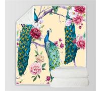 HABEAT 3D Printed Peacock Blanket Teenager Adults 150x200cm Microfiber Soft Warm Fluffy Lightweight Animals Flowers Flannel Throw Blanket for Bed Sofa Bedroom and Camping（style 9-17）