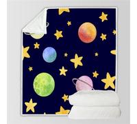 HABEAT 3D Printed Planet Blanket 100x130cm Microfiber Soft Warm Fluffy Lightweight Starry Sky Universe Flannel Throw Blanket for Bed Sofa Bedroom and Camping（style 95-18）