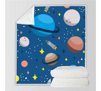 HABEAT 3D Printed Planet Blanket Teenager 130x150cm Microfiber Soft Warm Fluffy Lightweight Starry Sky Universe Flannel Throw Blanket for Bed Sofa Bedroom and Camping（style 95-17）
