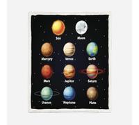 HABEAT 3D Printed Planet Sherpa Blanket 100x130cm Microfiber Soft Warm Fluffy Push Starry Sky Universe Throw Blanket for Bed Sofa Bedroom and Camping（style 142-8）