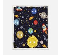 HABEAT 3D Printed Planet Sherpa Blanket Teenager 130x150cm Microfiber Soft Warm Fluffy Push Starry Sky Universe Throw Blanket for Bed Sofa Bedroom and Camping（style 141-20）