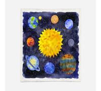 HABEAT 3D Printed Planet Sherpa Blanket Teenager 130x150cm Microfiber Soft Warm Fluffy Push Starry Sky Universe Throw Blanket for Bed Sofa Bedroom and Camping（style 142-7）