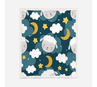 HABEAT 3D Printed Sheep Sherpa Blanket Adults 150x200cm Microfiber Soft Warm Fluffy Push Starry Sky White Clouds Throw Blanket for Bed Sofa Bedroom and Camping（style 139-16）