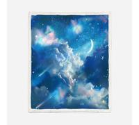 HABEAT 3D Printed Starry Sky Sherpa Blanket 100x130cm Microfiber Soft Warm Fluffy Push Starry Sky Throw Blanket for Bed Sofa Bedroom and Camping（style 132-12）