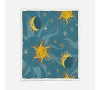 HABEAT 3D Printed Starry Sky Sherpa Blanket 100x130cm Microfiber Soft Warm Fluffy Push Sun Moon Throw Blanket for Bed Sofa Bedroom and Camping（style 138-11）