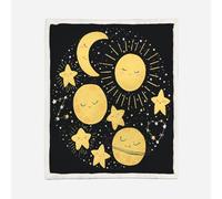 HABEAT 3D Printed Starry Sky Sherpa Blanket 100x130cm Microfiber Soft Warm Fluffy Push Sun Moon Throw Blanket for Bed Sofa Bedroom and Camping（style 143-10）