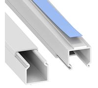 Habengut Mini Cable Duct, 15 x 15 mm, Flat, Self-Adhesive Cable Duct for TV and Wall, No Drilling, 2 x 1 m, White, Ideal for Hiding Cables