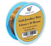 Habercrafts 0.6mm Gold Jewellery Wire Tarnish Proof Brass Bendable Metal Wire for Jewellery Making Sculpting Modelling Crafts Wire Weaving & Wrapping (0.6mm - Gold - 22 Gauge - 1 Spool - 10 Meters)