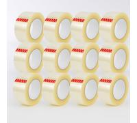 Habercrafts 12 Pack 50MM x 100M Heavy Duty Clear Packaging Tape Industrial Shipping Box Transparent Packing Tape for Postage Moving House, Office, Home (12 Rolls)