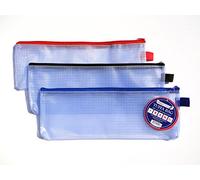Pencil Case Tuff Bag Zip Wallet Clear Plastic Wallets Zipped Pouch File Pencil Case Folder Water Resistant Reinforced Heavy Duty Mesh Bags (Pencil Case - 12 Pack)