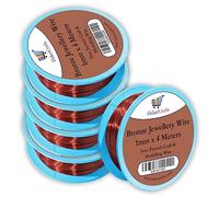 Habercrafts 1mm Bronze Jewellery Wire Tarnish Proof Brass Bendable Metal Wire for Jewellery Making Sculpting Modelling Crafts Wire Weaving & Wrapping (1mm - Bronze - 18 Gauge - 5 Spools - 20 Meters)