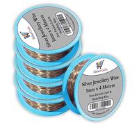 Habercrafts 1mm Silver Jewellery Wire Tarnish Proof Brass Bendable Metal Wire for Jewellery Making Sculpting Modelling Crafts Wire Weaving & Wrapping (1mm - Silver - 18 Gauge - 5 Spools - 20 Meters)