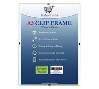 Habercrafts A3 Clip Frames Picture Photo Frame Wall Hanging Strong Glass Free Frameless Clear Frame for Posters Certificates Photographs Comics Lightweight 297mm x 420mm (A3 Clip Frame - 12 Frames)