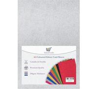 A4 Silver Glitter Card Glitter Paper Non Shed Sparkle Craft Sheets Sparkle Card 250gsm Bling Crafting Card Glitter Cardstock Acid Free (Silver - 10 Sheets)