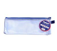 Habercrafts Heavy Duty Pencil Case, Tuff Bag Zip Files, Clear Plastic, Waterproof, Reinforced Mesh, Fits Pencils & Rulers, A3 Size, Blue Zip