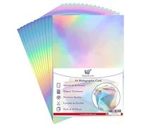 Habercrafts Holographic Card A4 Silver Rainbow Card Metallic Paper Thick 210gsm Card Shiny Rainbow Silvered Sheets Foil Activity Craft Scrapbooking Cardstock w/ Iridescent Shimmer Finish (30 Sheets)