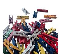 Habercrafts Mini Wooden Pegs (Assorted Colour - Pack Of 50)
