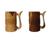 Habercrafts Teak Wood Beer Mug Glass Wooden Cup Wooden Drinking Mugs Tumbler Handmade Natural Wood (Set of 2)