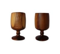 Habercrafts Teak Wood Wine Glass Cup Wooden Wine Glasses Flute Tumbler Drinking Cups Handmade Natural Wood (Set of 2)